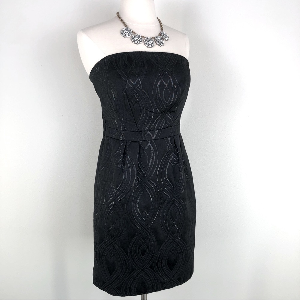 Limited Edition Black Cocktail Strapless Brocade Dress Sz 2